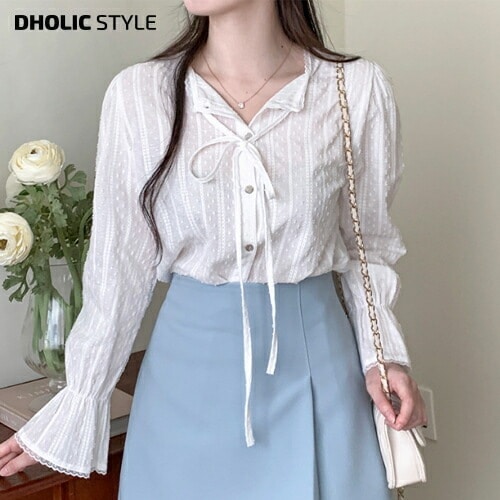 [メガ割りSALE]パンチングキャンディースリーブブラウス・p642606