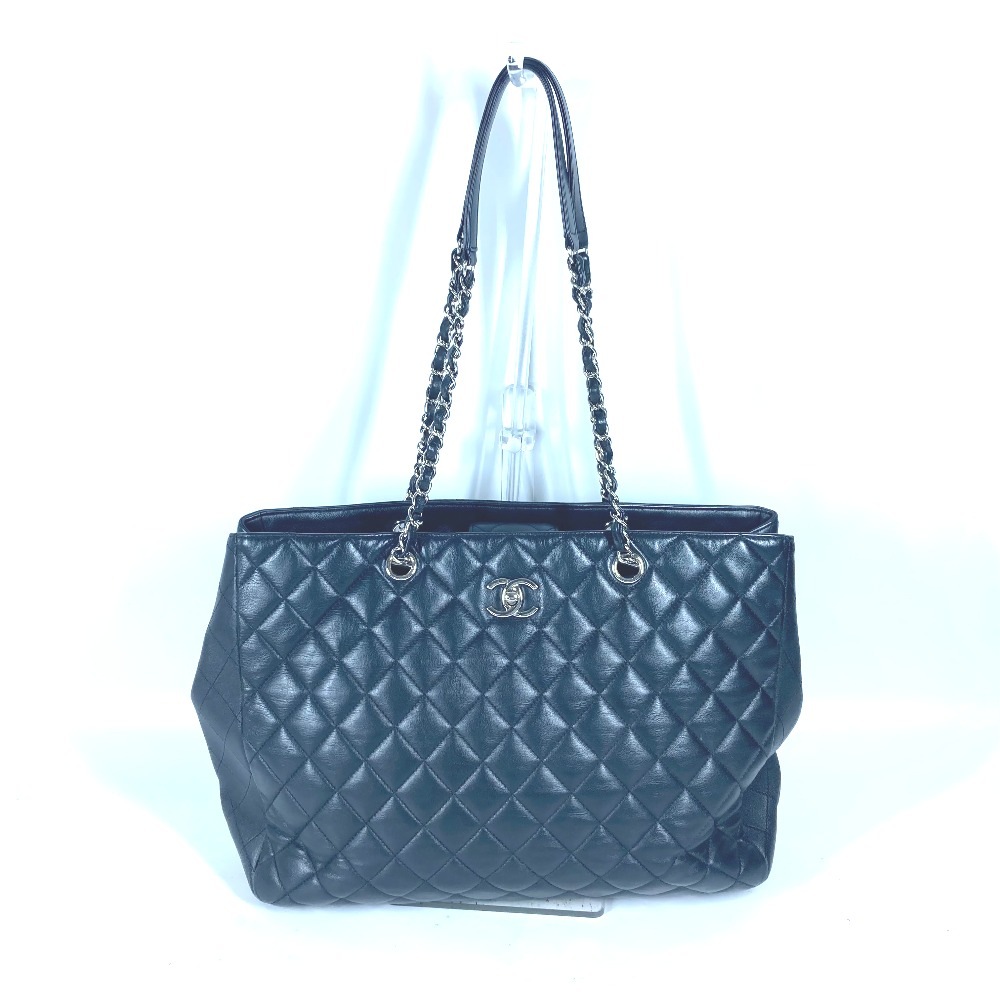 ショルダーバッグ A91046 CC ココマーク マトラッセ キルティング トートバッグ 肩掛け カバン ラムスキン ブラック