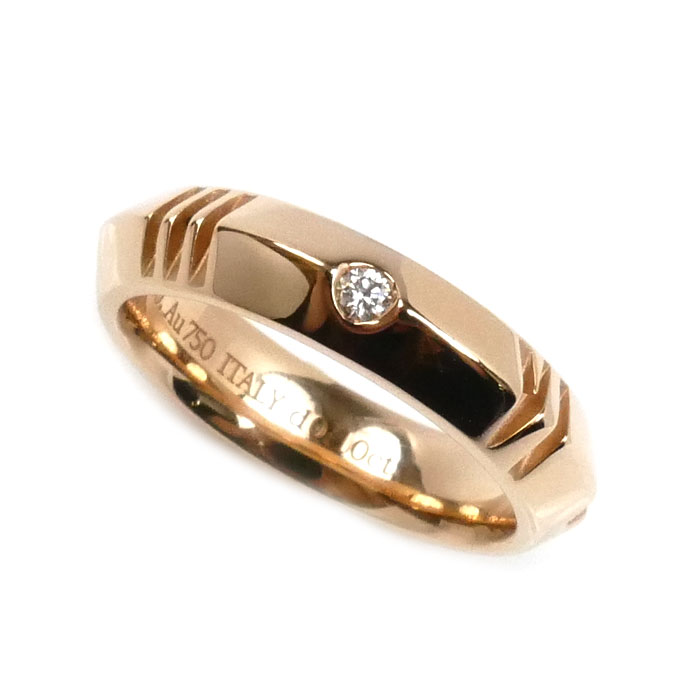 TIFFANY&Co. ティファニー K18PG ピンクゴールド アトラス X クローズド ナロー リング・指輪 ダイヤモンド0.10ct 10.5号 6.4g レディース 中古 美品