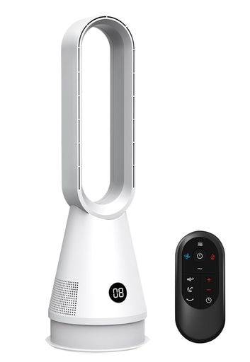 ファンヒーター 扇風機 冷暖兼用【8段階送風/3段階ヒーター・空気浄化】HEPAフィルター付き ECO知能恒温 暖房器具 省エネ 羽なし DCモーター 省エネ リモコン付き 左右首振り 1-9Hタイマ