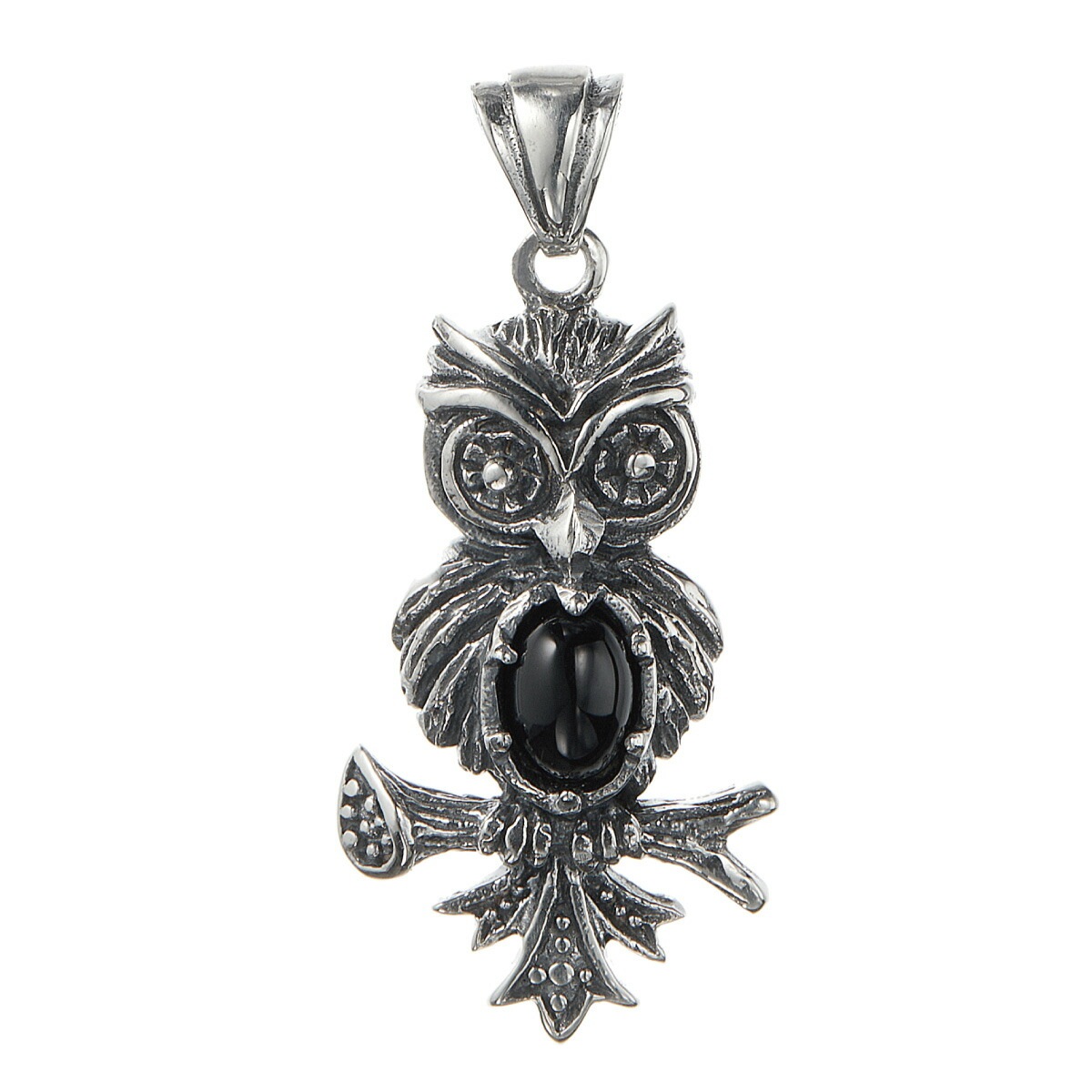 ペンダントトップ トップのみ メンズ レディース シルバー925 オニキス フクロウ 鳥 梟