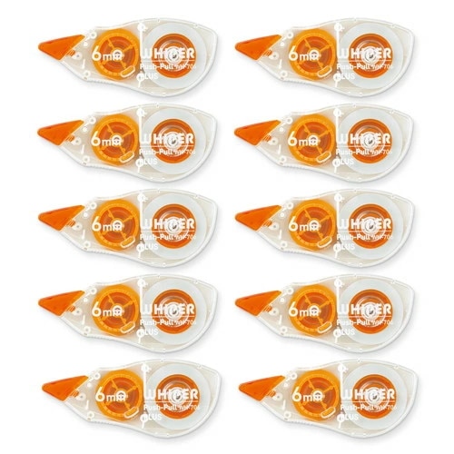 （まとめ買い）修正テープ ホワイパープッシュプル 徳用10個入 6mm オレンジ WH-706-10P [x3]