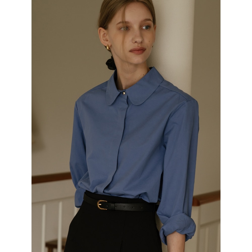 TILLIDIE ゴールドポイントバイオシャツ ブルー