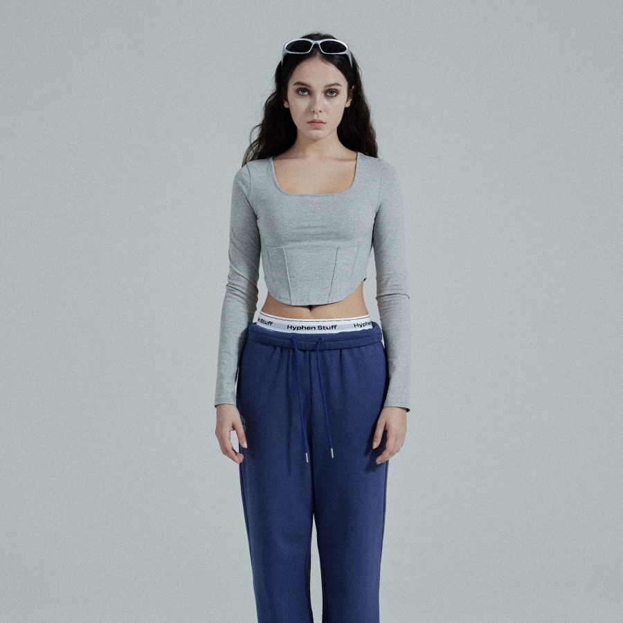 Cut Line Long Sleeve Crop Top[GRAY] 5,187円