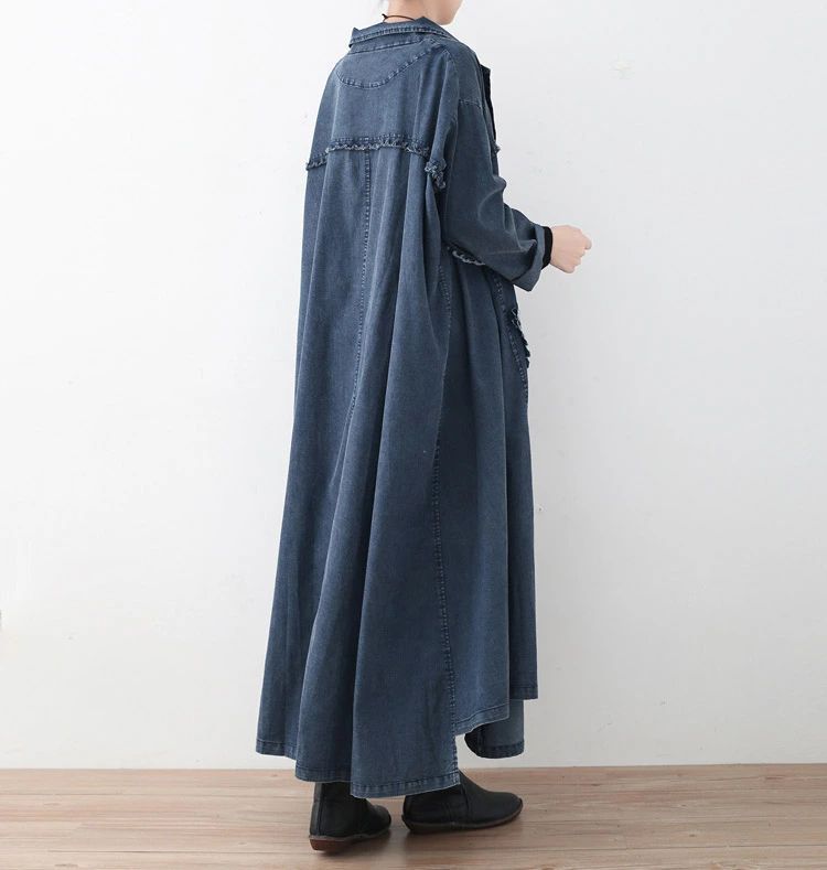 「品質良い」デニムコート ドルマンスリーブ Gジャン アウター ジャケット ゆったり マキシ丈 春 ロングコート 春新作 レディース ロング 秋 フレア ビッグシルエット チェスター