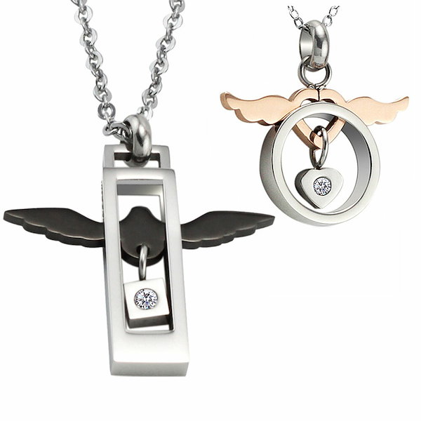 しょっちゃん様オーダー　羽アクセサリー Qoo10] 天使の羽ネックレス ペアセット 首飾り