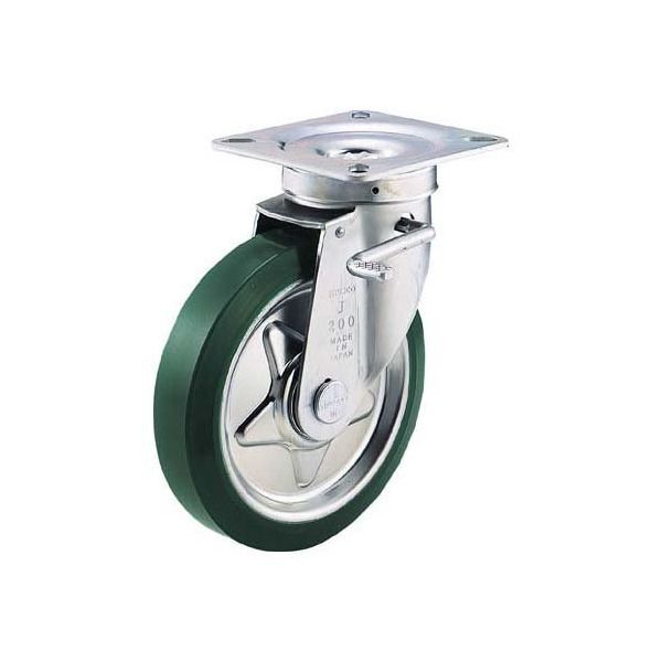 TUJB-150 プレス製ウレタンキャスター (自在ダブルストッパー付 Φ150) メーカー直送