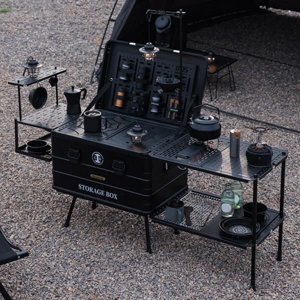 アウトドアキャンプ IGT アルミボックスケースセット 釣り場ピクニック用の実用的な多機能モジュラーコンボアクセサリー