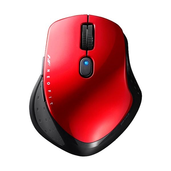 （まとめ） バッファロー 無線 BlueLED5ボタン ネオフィットマウス Sサイズ レッド BSMBW510SRD 1個 5セット