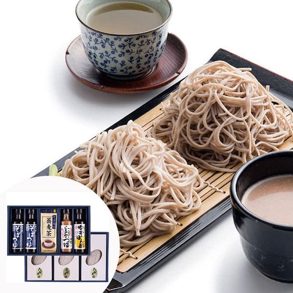 そば 蕎麦 信州そば詰合せ 2種類 八割そば 五割そば 6人前 信州そばつゆ そば麦茶 花静 半生