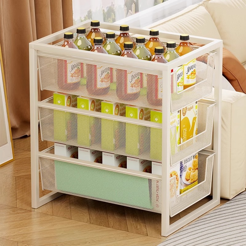 フロアスタンド収納ラックスナックオーガナイザーリビングルーム引き出しスナックラックオフィスマルチレイヤースナックストレージキャビネット