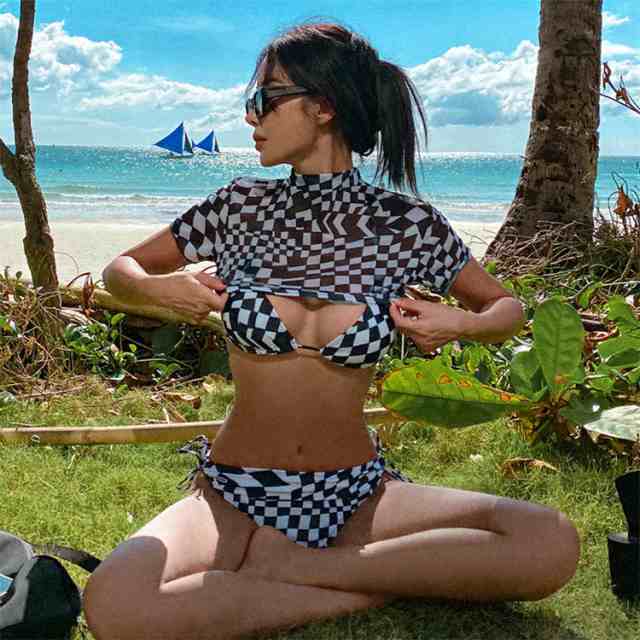 3点セット 水着 ビキニ レディース 三角ビキニ ホルターネック パッド付き 半袖 スリーピース かわいい 大人可愛い きれいめ カジュアル 大人っぽい おしゃれ お洒落 レトロ ラブリー キュート 11,621円