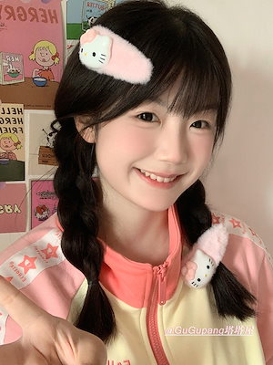 かわいいピンクのぬいぐるみハローキティカモノハシクリップ大女の子kt猫ヘアアクセサリーサイドヘアクリップ