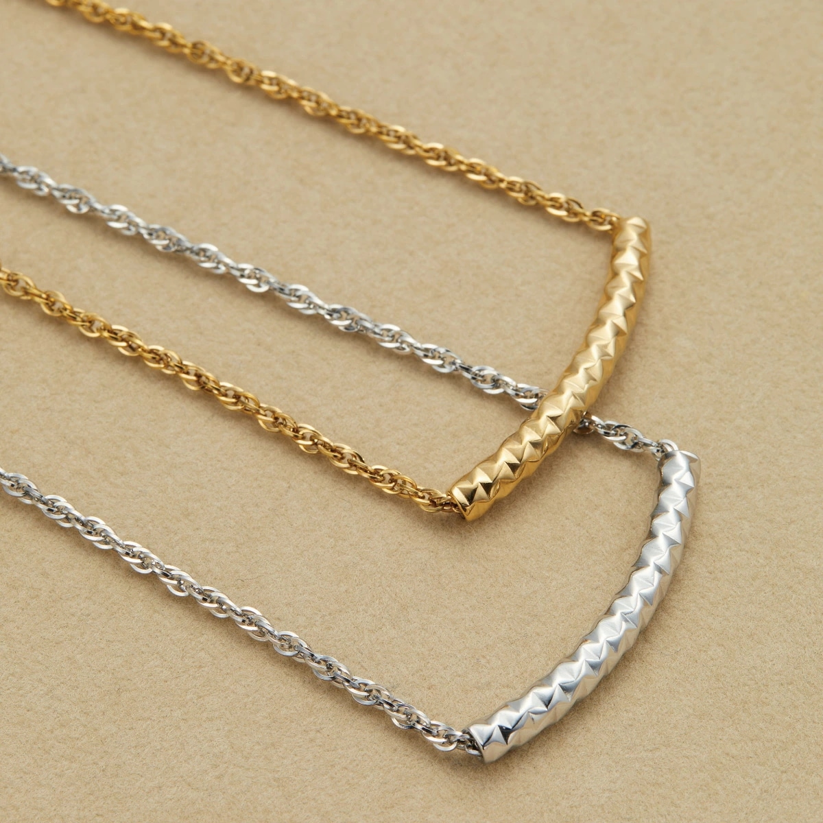 ネックレス レディース メンズ サージカルステンレス316L ダブルアズキチェーン バー シンプル