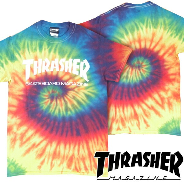 スラッシャー THRASHER メンズ Tシャツ MAG LOGO タイダイ染め レインボー 半袖 tee T-SHIRTS カットソー トップス 男性用 スケーター インポート ストリート スタイル