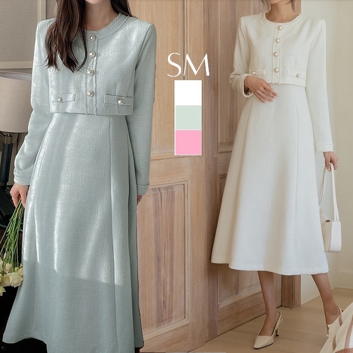 ワンピース 結婚式 春 きれいめ ツーピース風 ロング 入園 入学