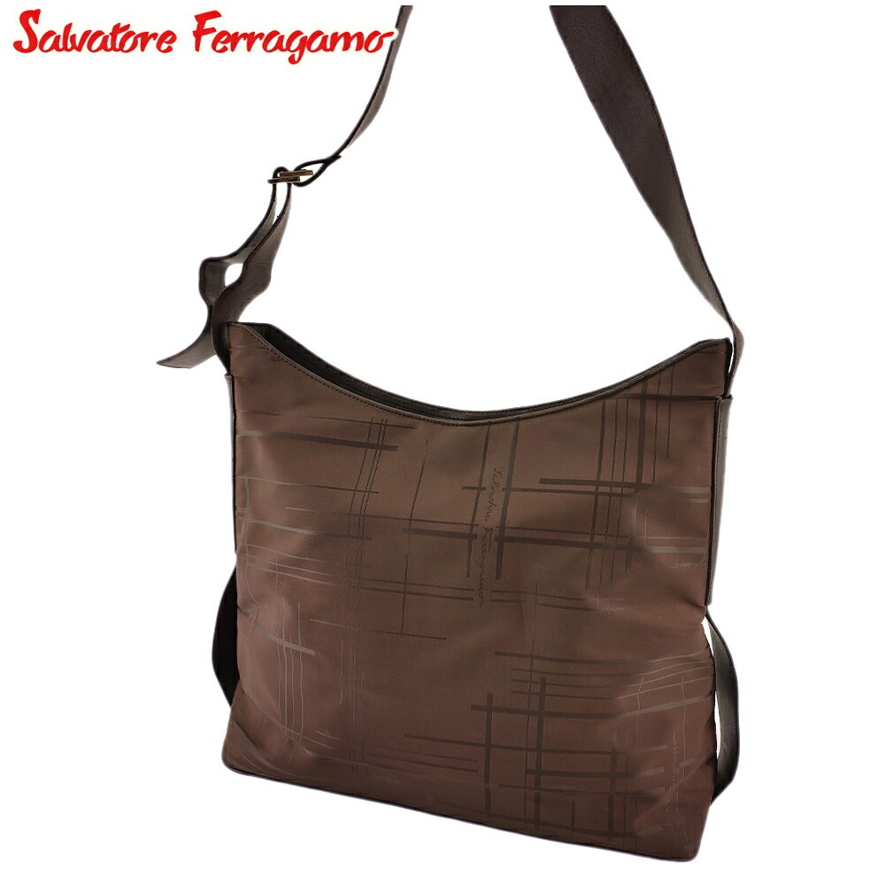 ショルダーバッグ ワンショルダー バッグ チェック レディース ブラウン シルバー 中古