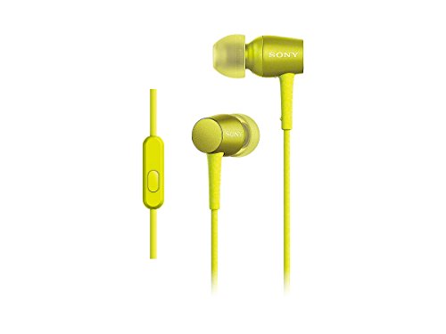 ソニー イヤホン h.ear in MDR-EX750AP : ハイレゾ対応 カナル型 リモコンマイク付き ライムイエロー MDR-EX750AP Y