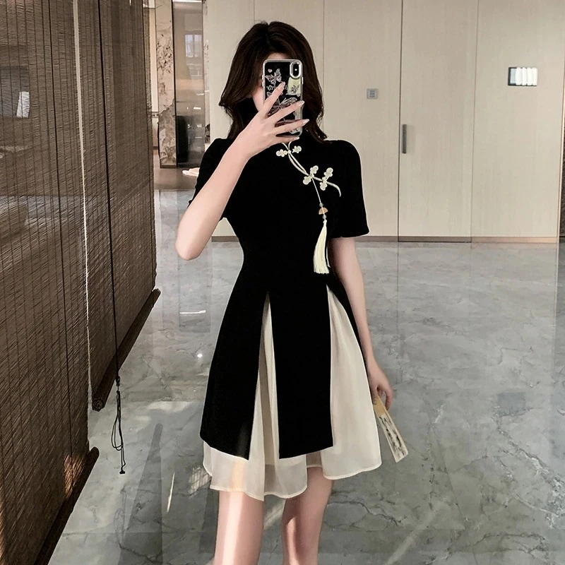 高級感 レディース 中国風 チャイナドレス 上下セット おしゃれ スカート セット