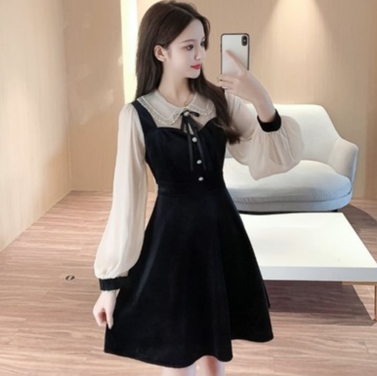 ワンピース デート フレアワンピース ショート ショート丈 袖あり 長袖 かわいい 大人可愛い きれいめ シンプル カジュアル 大人 上品 おしゃれ お洒落 主役級 存在感 春 秋 10代 20代