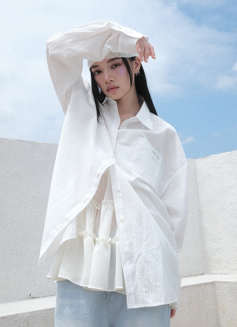 【AS"ON】 TROY STRIPE SHIRT / WHITE 正規品