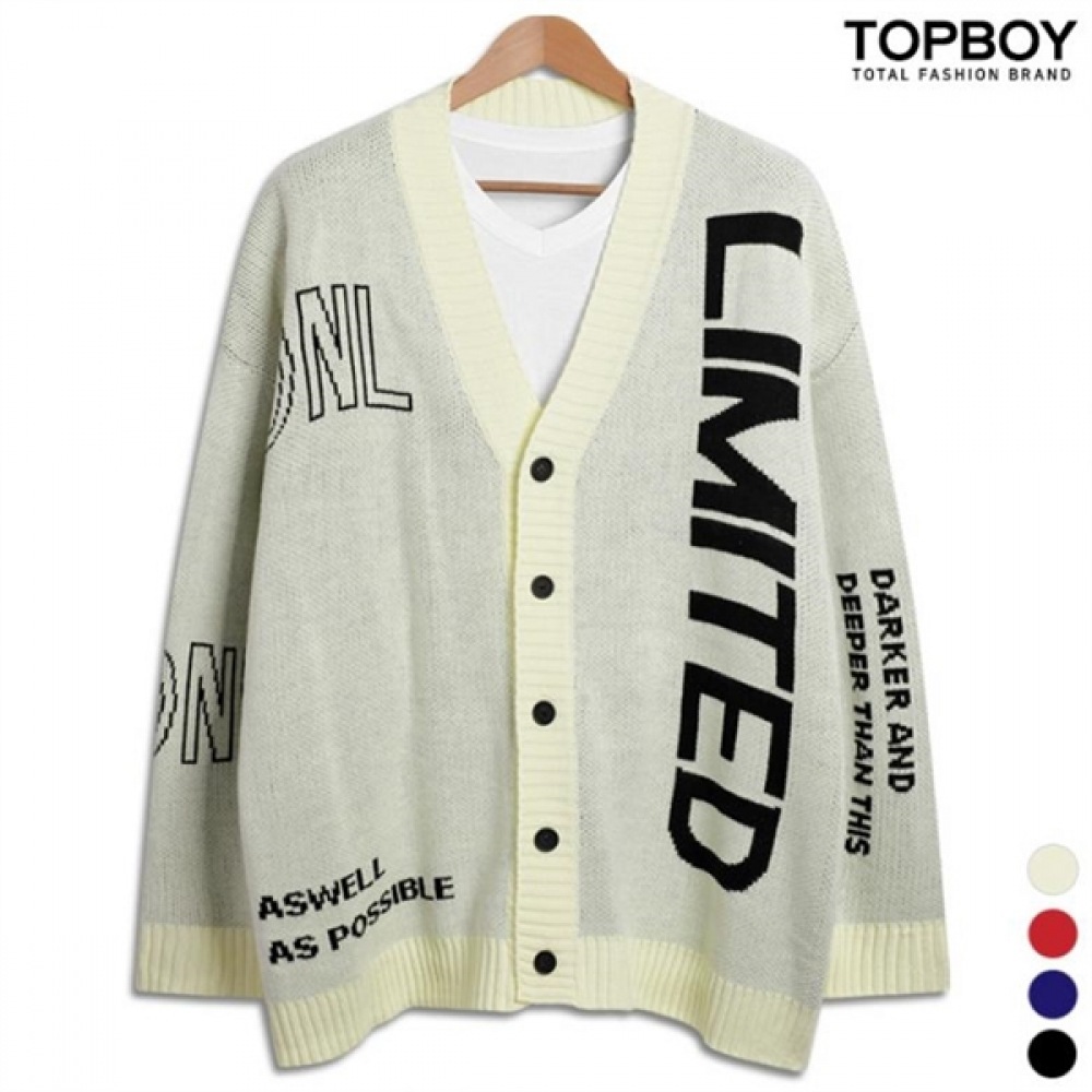 (トップボーイ) リミットレタリングオーバーフィット Vネックカーディガン (NL040)