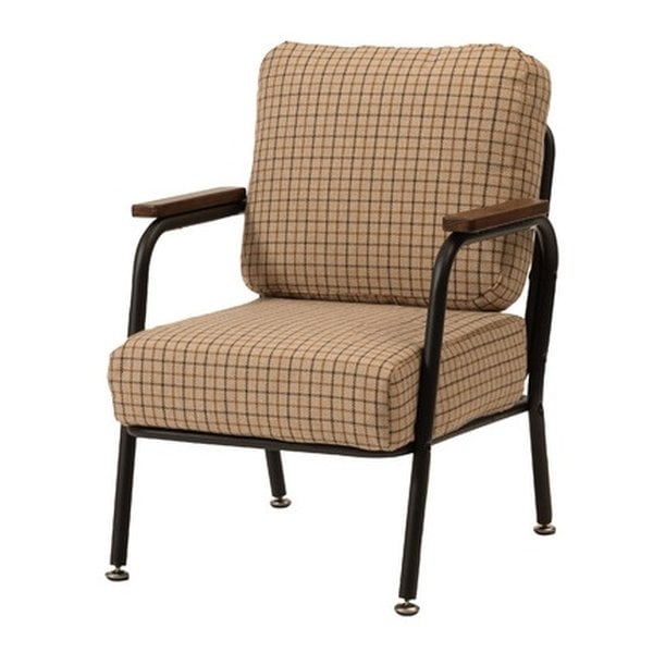 ソファ 1人掛け ベージュ レトロ チェック W55×D63×H75×SH38 RKC-101BE