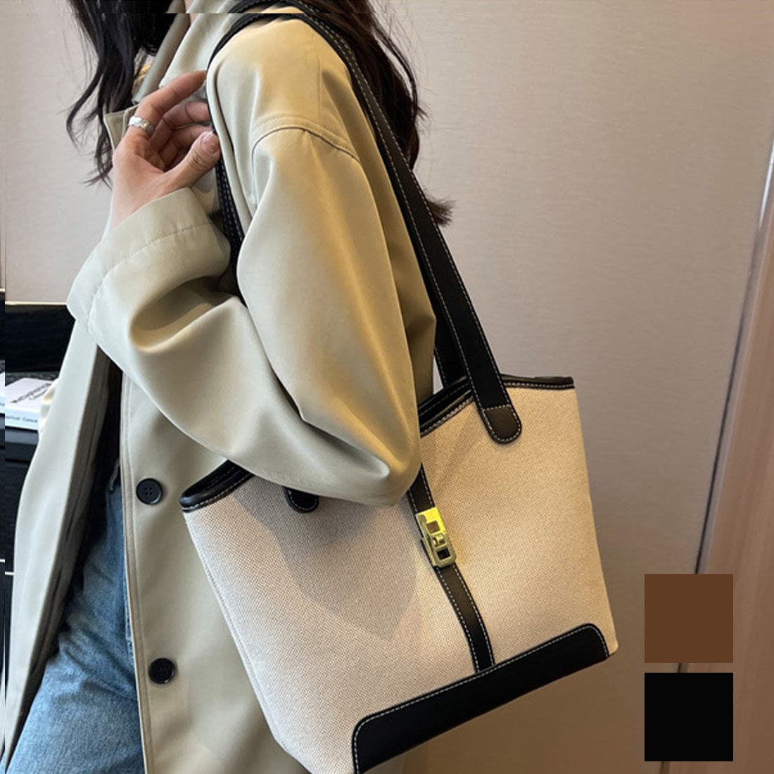 大容量キャンバスショルダートート バッグ トートバッグ 大容量 キャンバストート 肩掛け ショルダー