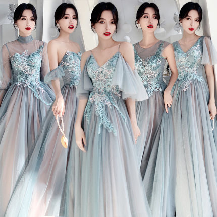 在庫処分　即納　ブルー+ピンク　5タイプ　ブライズメイド　ドレス　ロングドレス　二次会ドレス パーティードレス　ロング丈　ドレス　フォーマルドレス　マキシ丈　ワンピース二次会演出司会 結婚式お呼ばれ