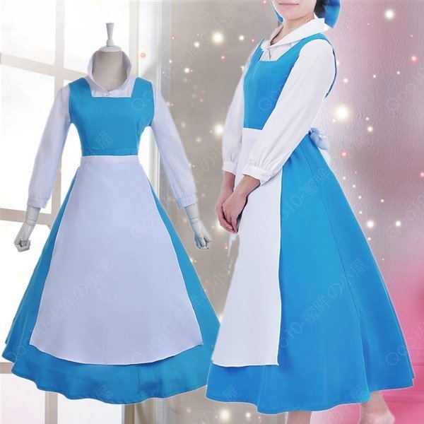 一部即納 在庫一掃　美女と野獣 ベル コスプレ衣装 コスチューム メイド服 バニエ付き ハロウィン イベント パーティー ハロウィン仮装 ch0006-25