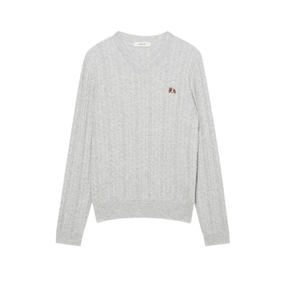 (ヘッジズレディース) 24FW Vネックニットプルオーバーライトグレー HSSW4DL03G1
