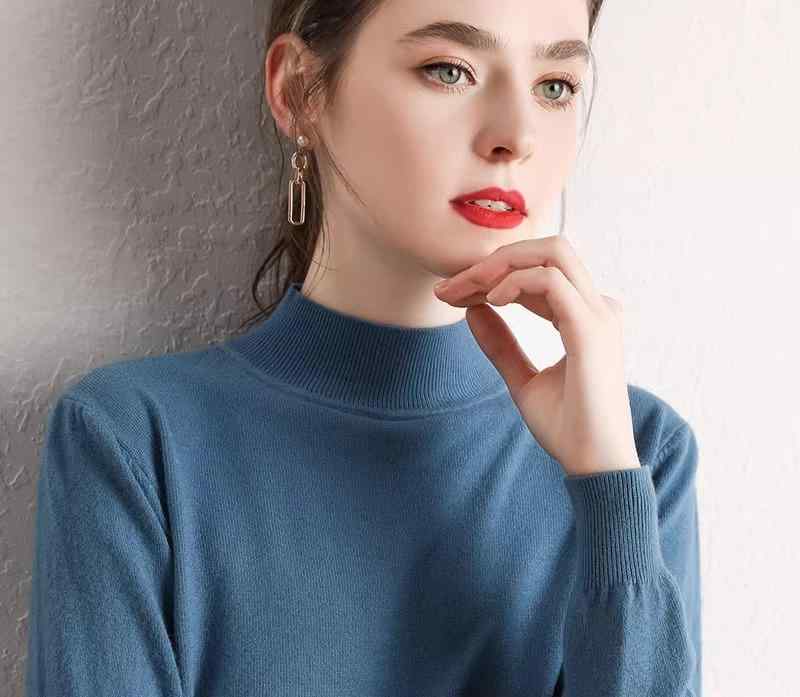 ファッション 服 オシャレ カワイイ シンプル 大カワイイ サイズ 婦服 秋 ハーフ タートルネック ウール セーター プルオーバー 長袖 ニット レイヤリング シャツ