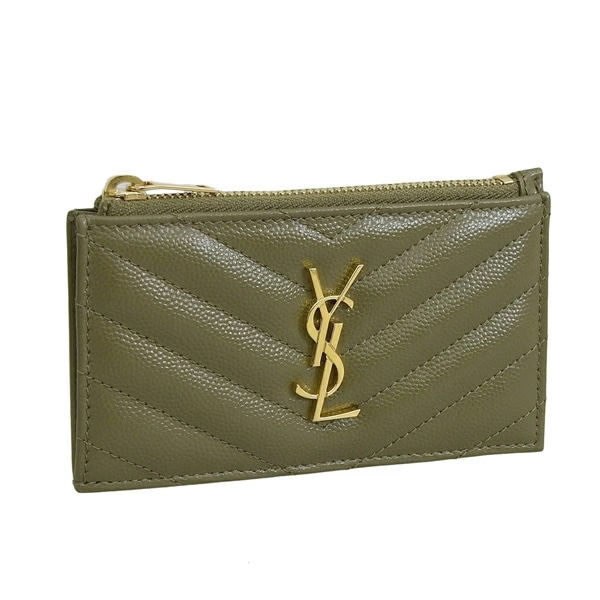 サンローラン 小物 レディース アウトレット カードケース 名刺ケース レザー オリーブグリーン 607915BOW013344 SAINT LAURENT