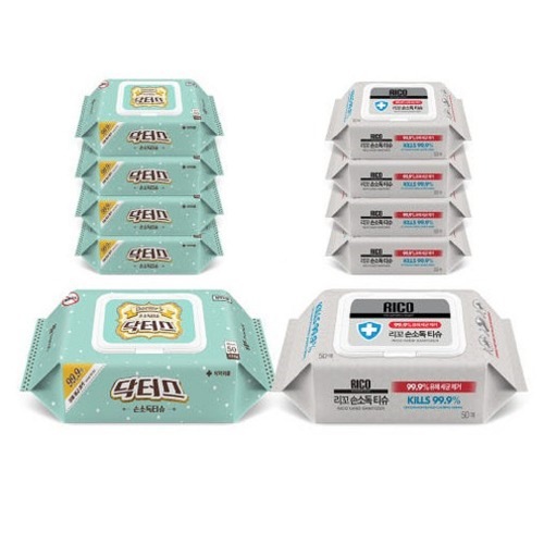 リコ 手消毒ティッシュ+ドクターズ 手消毒ティッシュ キャップ型 50枚×5パック+5パック 簡単な衛生用品 家庭オフィス外出