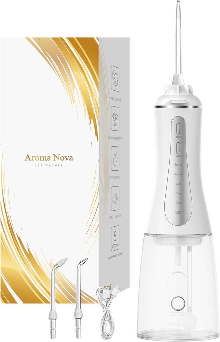 日本の歯科・医療の専門家5名監修 口腔洗浄器 ジェットウォッシャー IPX7防水 大容量(350ml 白)