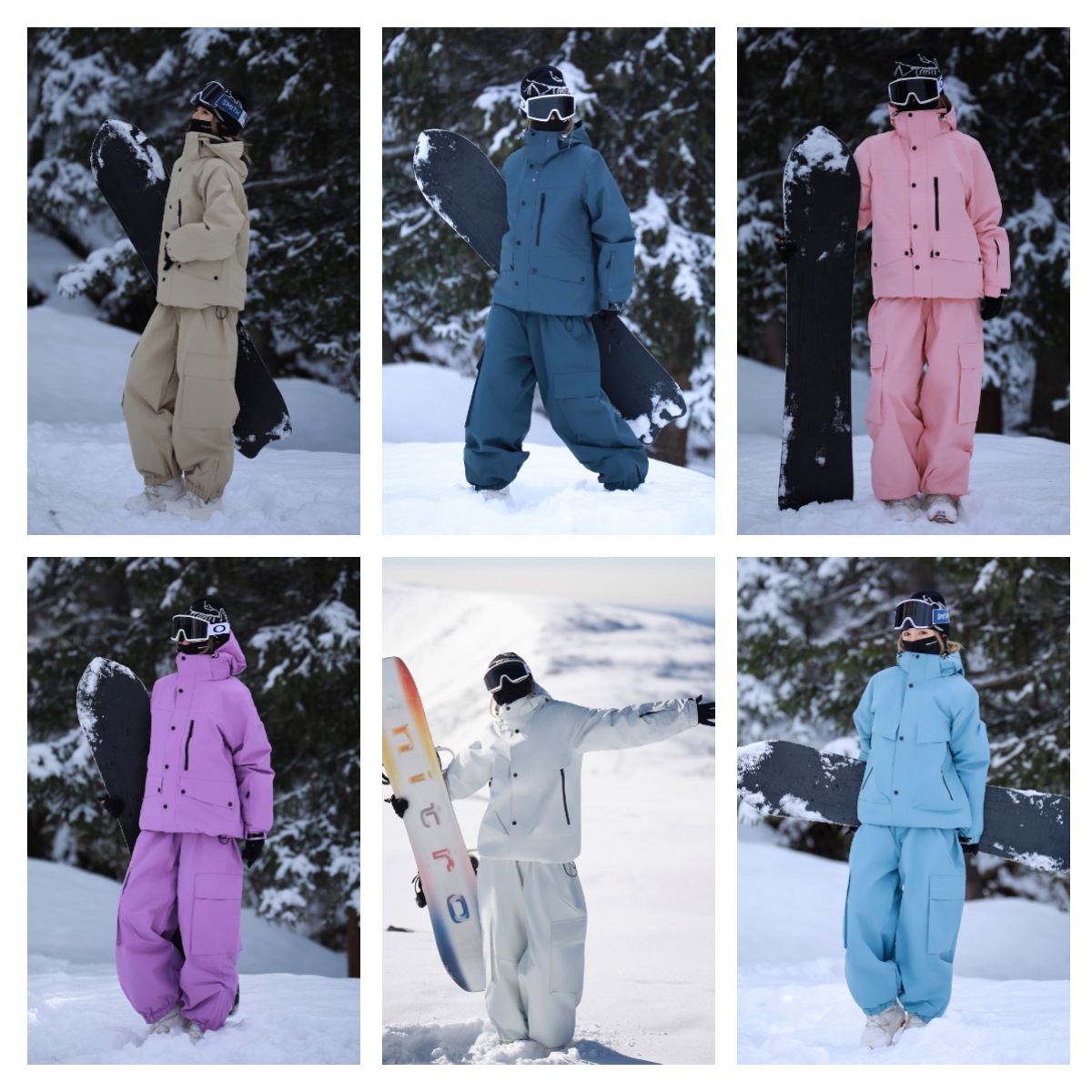 スノーボードウェア 2024 2025 上下セット 白 黒 ピンク グリーン ブルー カーキ ローズ パープル グレー レディース メンズ トップス パンツ アウター スノボー スキーウェア