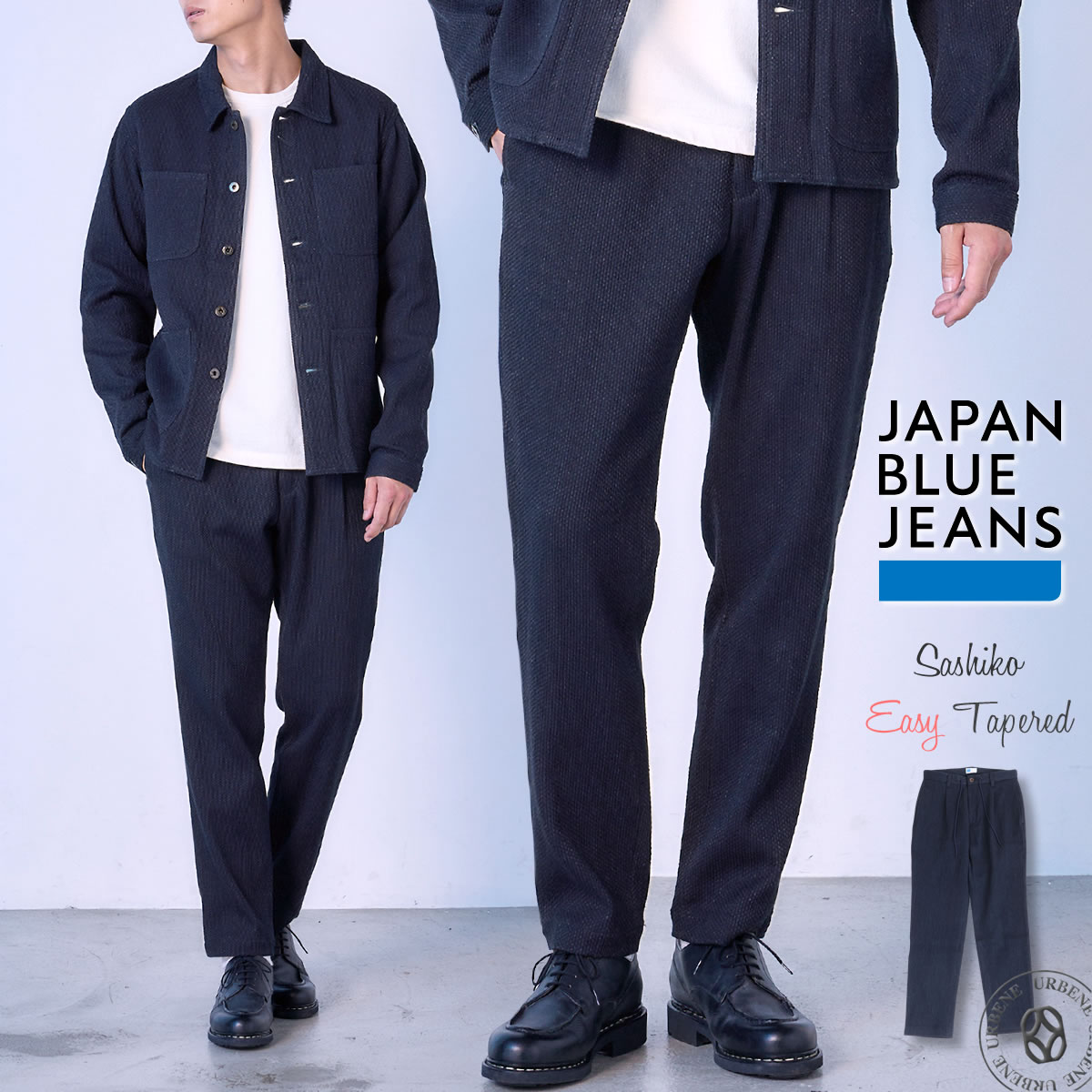 インディゴ刺子 イージーテーパードパンツ メンズ ドローコード付き 11oz 刺し子 サシコ Sashiko