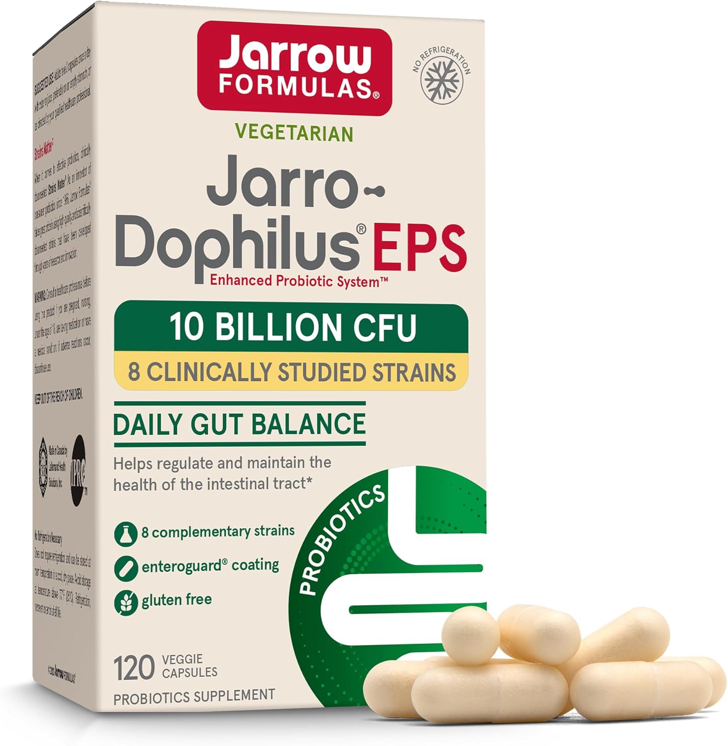 Jarrow ジャローJarro-Dophilus EPS 10 億 120錠 ベジタリアンカプセル