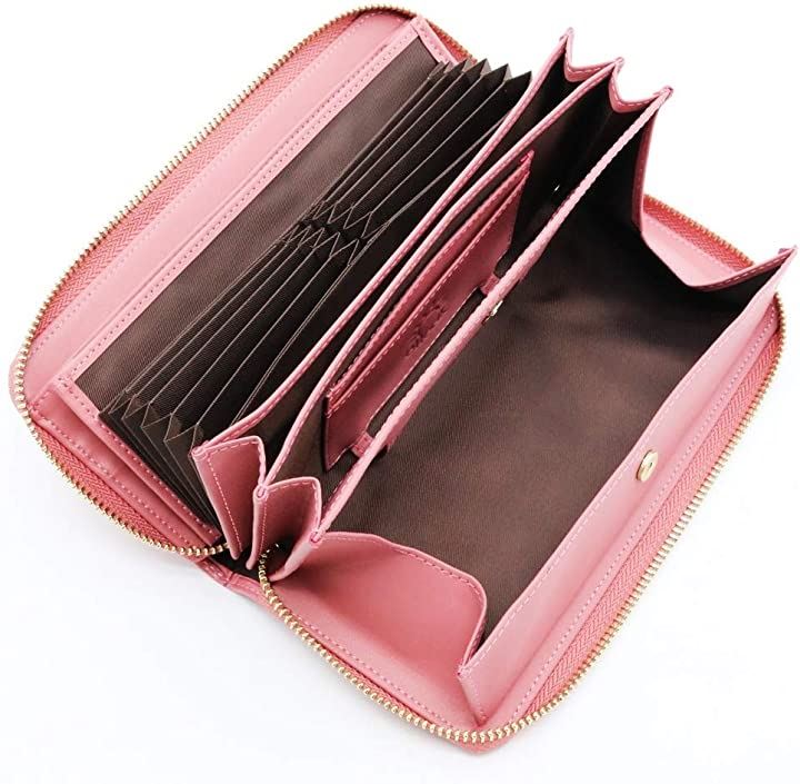 母の日 長財布 レディース 大容量 人気 本革 小銭入れ じゃばら( ピンククロコ型押し