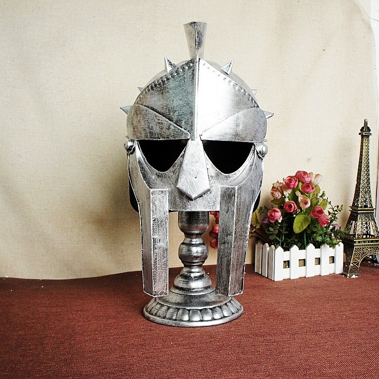 鉄兜 ブリギ ヨーロッパ ヘルメット オブジェ 鉄板 シルバー ディスプレイ 中世 ローマ兵 レトロ 小道具 防具 ファンタジー 戦士