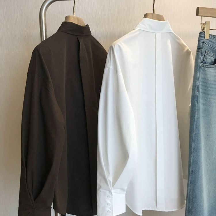 上半身は本当に素晴らしいです！！スーパーモデルスタイルl*mairシングル気質緩んだシルエット女性用の非スカルディングアンチリンクルシャツ