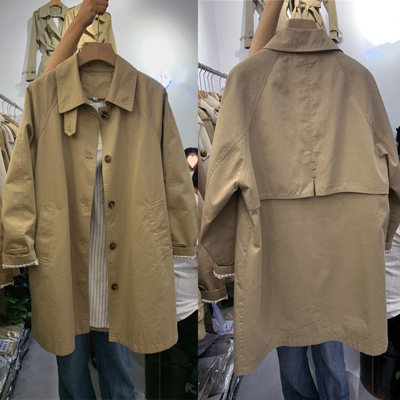 西洋風ウインドブレーカー女性の 2025 春と秋の新作韓国風シングルブレストミドル丈カジュアルコート女性の襟トップ