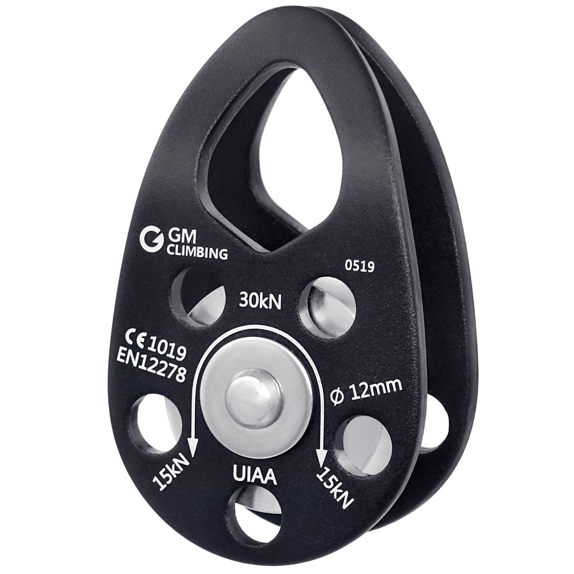 GM CLIMBING CE UIAA認証 30kN マイクロプーリー モバイルサイド プレート クライミングプーリー 12mmロープ適合 自己潤滑ブッシング 登山 クライミング アーボリスト ツリー