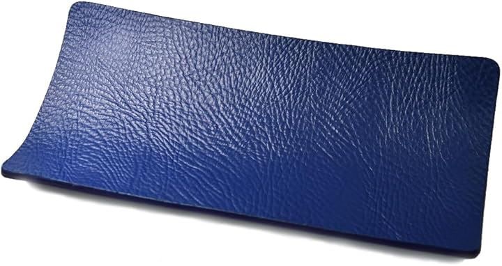 atelierCODEL レザートレイ 小物入れ 1枚の革から職人が形作る芸術的な曲線 本革 アクセサリートレイ キャッシュトレイ 大きめ(ブルー, 長方形)