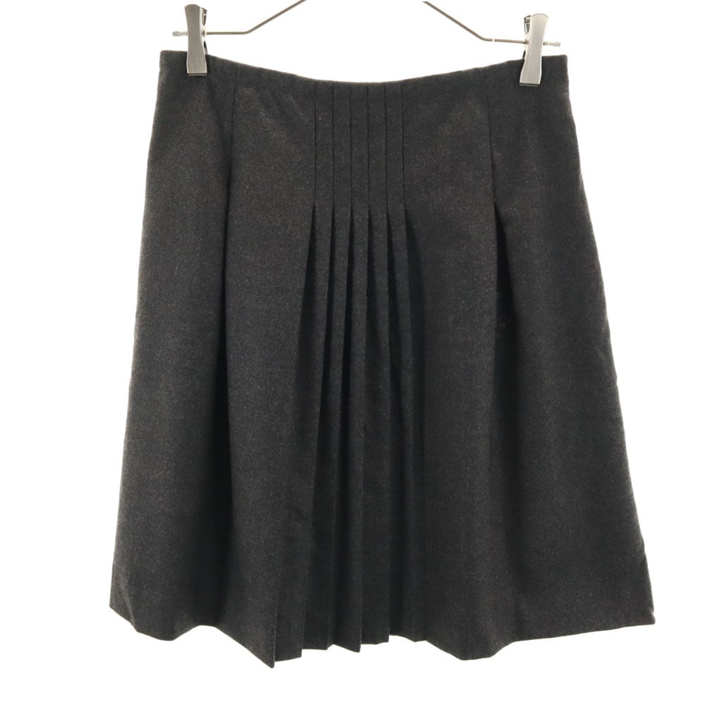 イタリア製 ミディ丈 プリーツスカート 40 チャコールグレー レディース