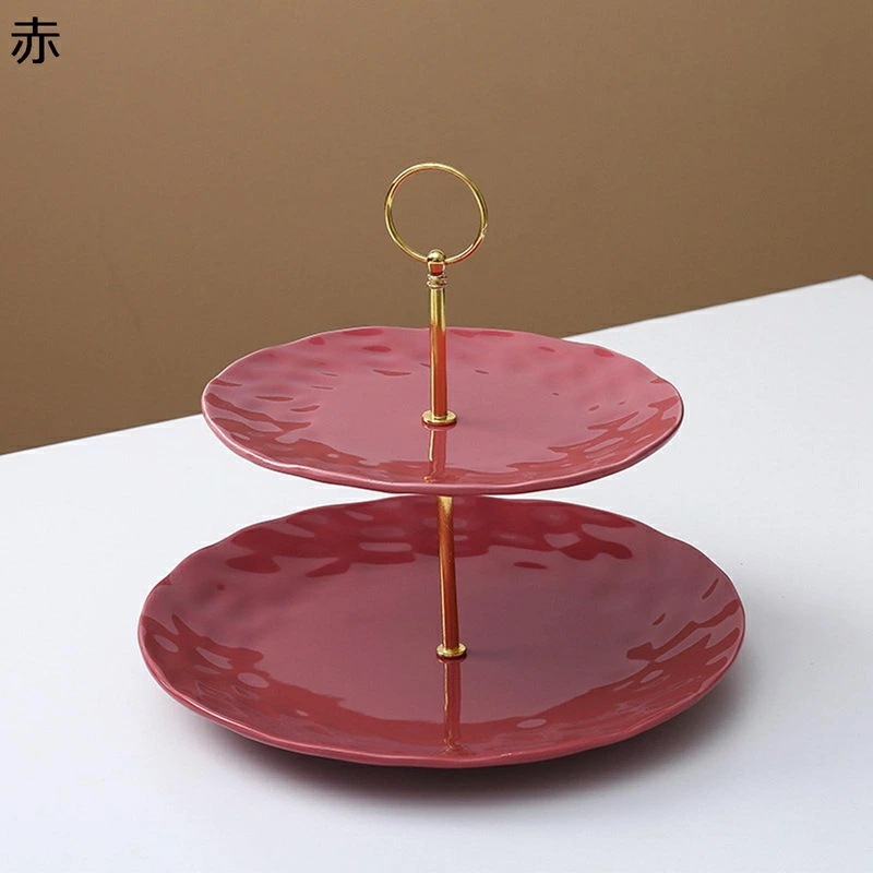 デザートラック カップケーキスタンド ケーキプレイスタンド 2段 おしゃれ セラミック 耐熱皿 円形トレイ プレイラック フルーツ お菓子 テーブルデコレーション 宴会 a影小物 コンパクト