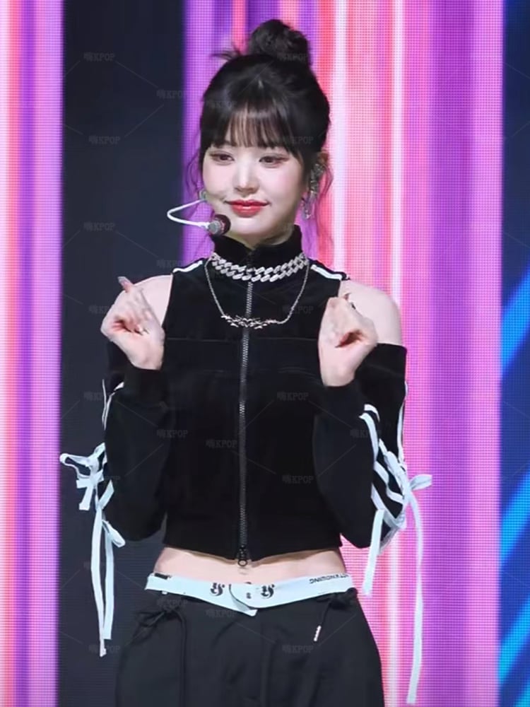 女の子グループzhangYuanyingブラックオフショルダージャケットズボンパフォーマンス服ジャズダンス服セット