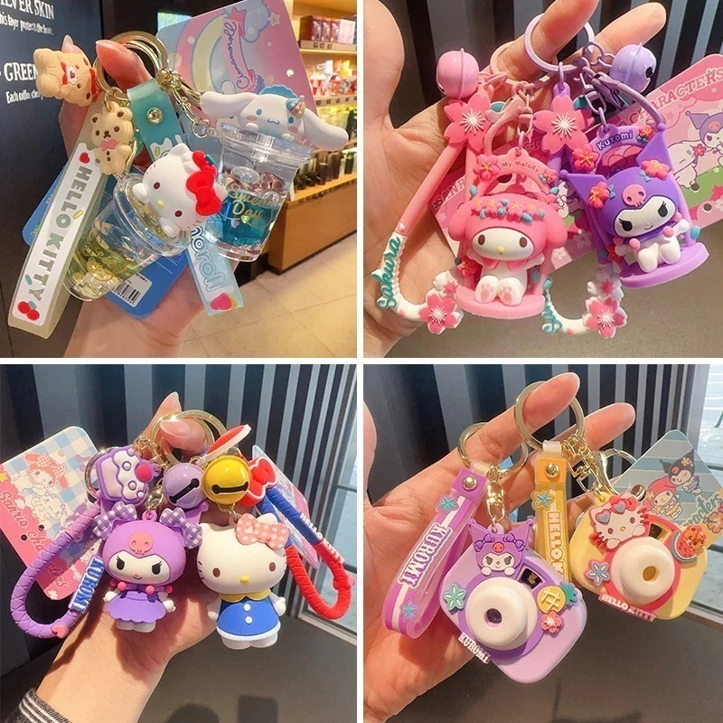 【10点セット】漫画サンリオハローキティクロミ投影カメラストラップ玉桂犬漂流瓶キーホルダー