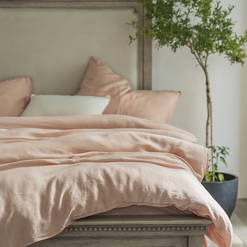 蘭精天糸純色二本針四本セット柔軟肌に優しい裸寝布団カバー水洗いして旧製品の染色を行う 15,805円