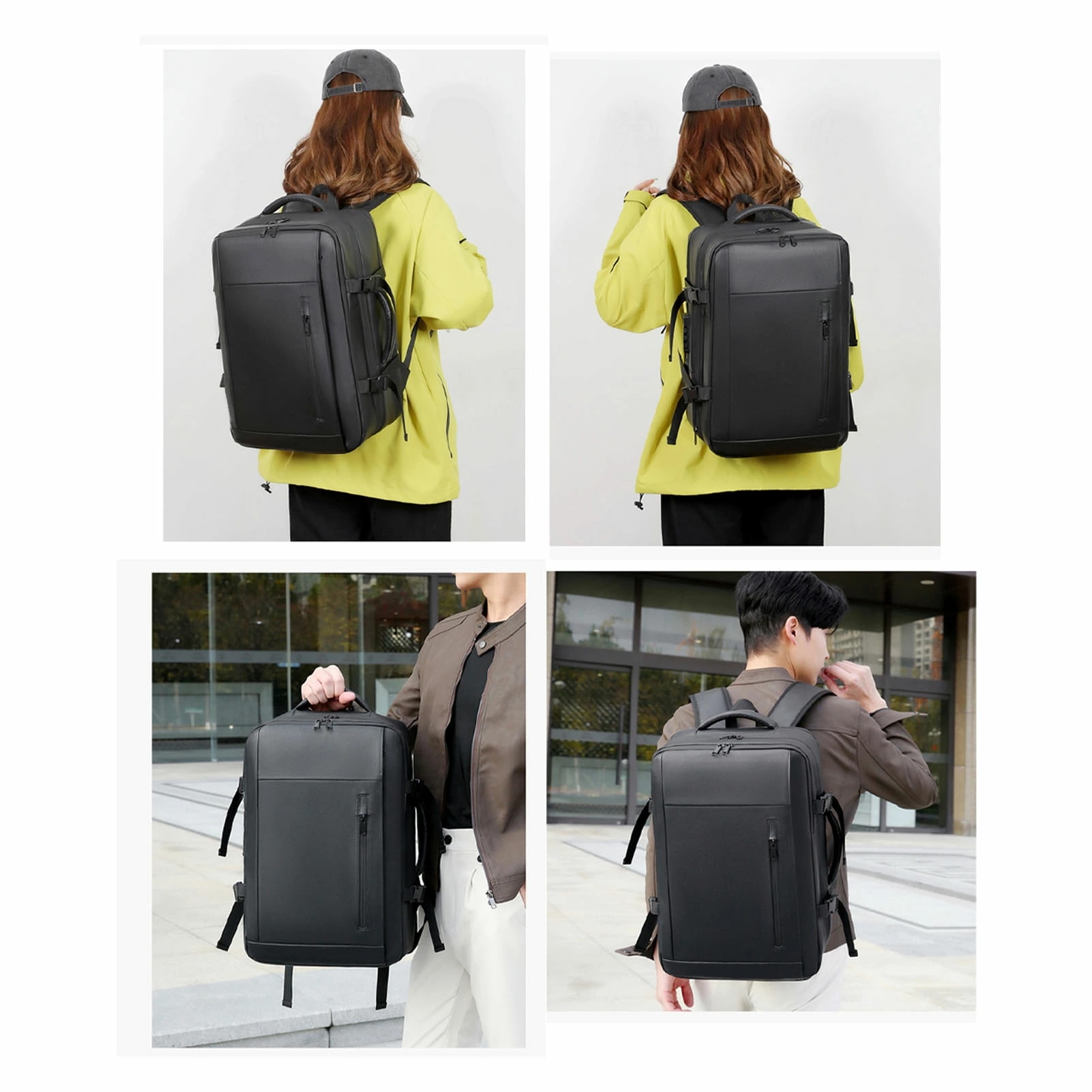 ポンプ盗難防止ロック付きバックパック拡張可能なトラベル圧縮バックパックラップトップバックパックドライとウェット分離女性のスプラッシュプルーフ